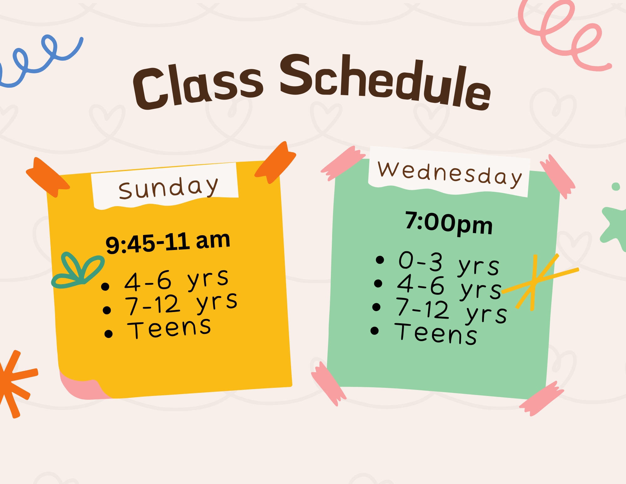 Colorful Abstract Class Schedule